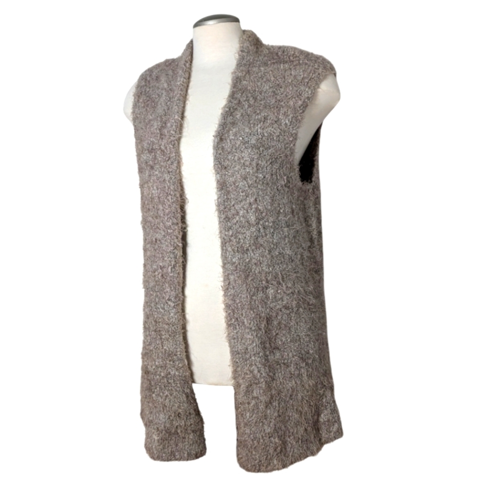 Olsen Europe Wool blend sleeveless open vest cardigan Lagenlook size 8